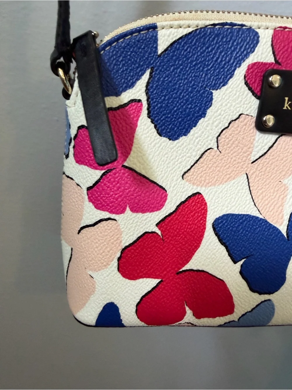 Kate Spade Wellesley Festive Butterflies Hanna Crossbody Bag Cream Purse Dome